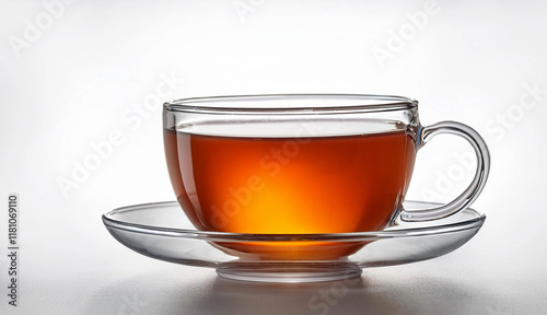Taza de té de menta sobre un fondo blanco