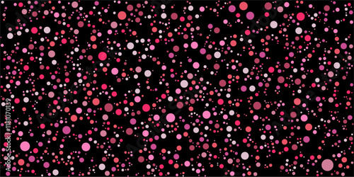 Dotted fall down confetti background. Pink shades background for Invitation. Template Background Design, Greeting Card, Poster. Valentine Day. 