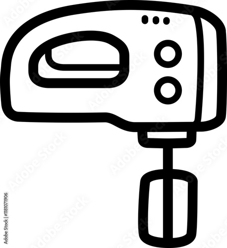 Egg beater doodle vector icon and illustration