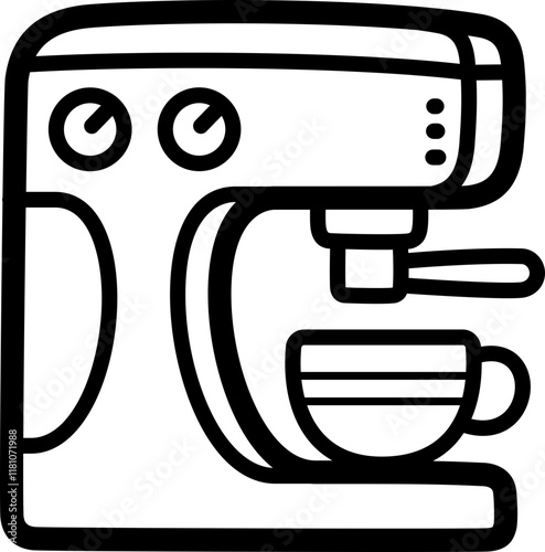 Coffee maker doodle vector icon and illustration