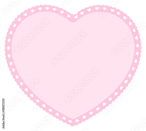 heart scallop frame isolated. Template for photo. Empty photo lace ornament frame.