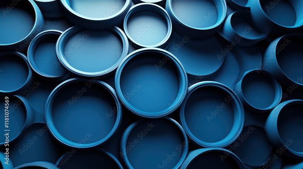 Abstract Blue Circles Background: A 3D Render of Overlapping Circular Forms Abstract Blue Circles Background: A 3D Render of Overlapping Circular Forms