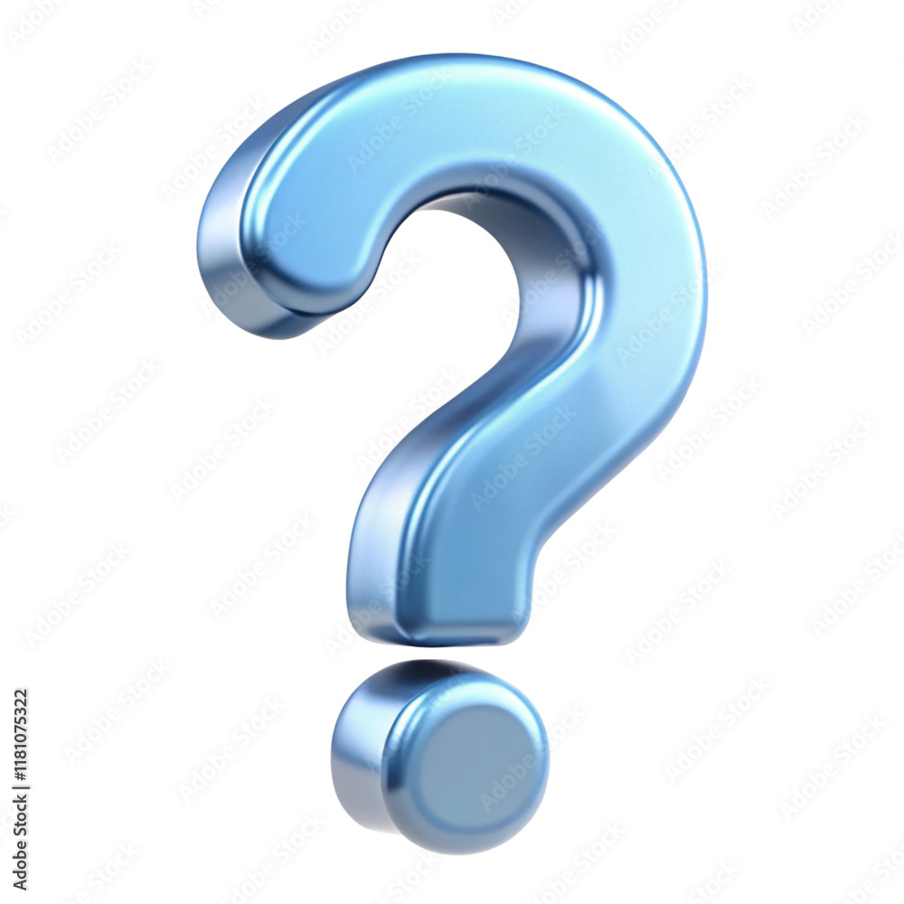 3D question mark for UI/UX design isolated on transparent background  
