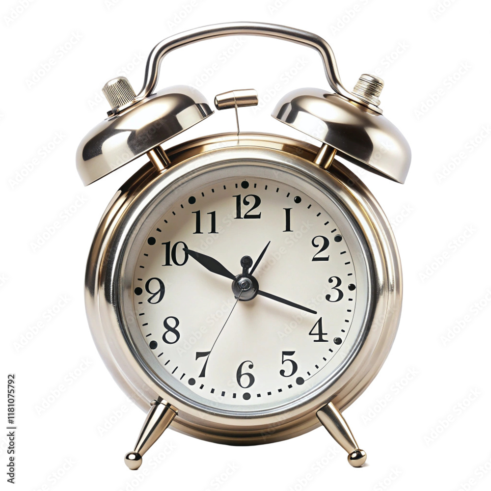Alarm clock isolated on transparent background  
