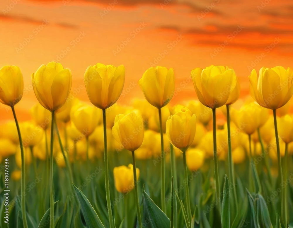 tulips , set against a fiery orange background tulips , set against a fiery orange background