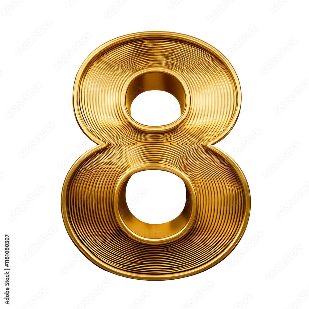 3D Golden Number 8 Isolated on White Background 3D Golden Number 8 Isolated on White Background