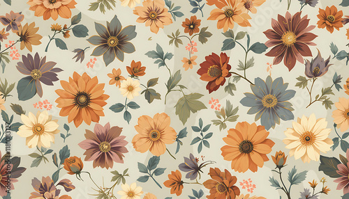 Wallpaper Mural Vintage Floral Pattern with Seamless and Stylish Design. Torontodigital.ca