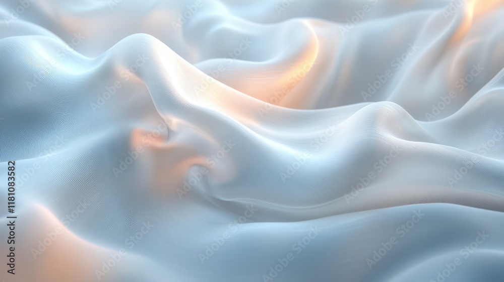 Obraz premium Abstract Drapery: Serene Waves of Light Blue Silk Fabric