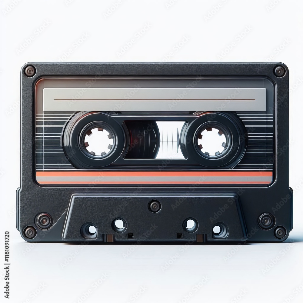 Fototapeta premium 7 Cassette Tape A retro cassette tape with a plastic body and a