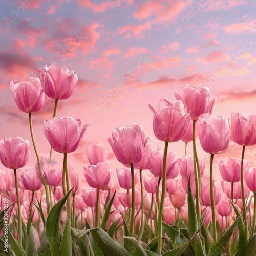 tulips on a warm abstract pink background