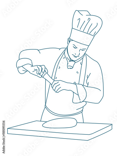 Chef grinding pepper on meat.