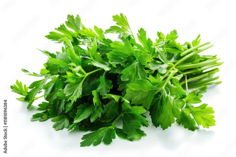 Flawless Image of Parsley Herb Isolated on White Background Flawless Image of Parsley Herb Isolated on White Background