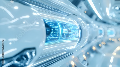 Fototapeta Naklejka Na Ścianę i Meble -  futuristic spaceship interior hud display - futuristic technology