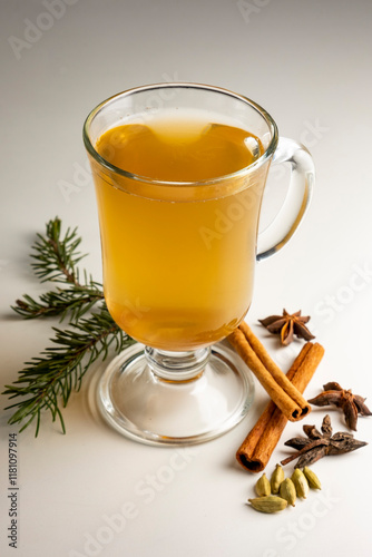 Sbiten traditional slavic drink. Homemade drink with cinnamon and other spices. photo