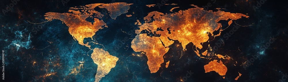 Naklejka premium Global economic trends and market analysis world map visualization data insights digital landscape