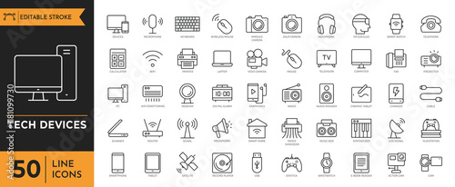 Tech Device icons set. Electronic devices and gadgets icons. Vector illustration.