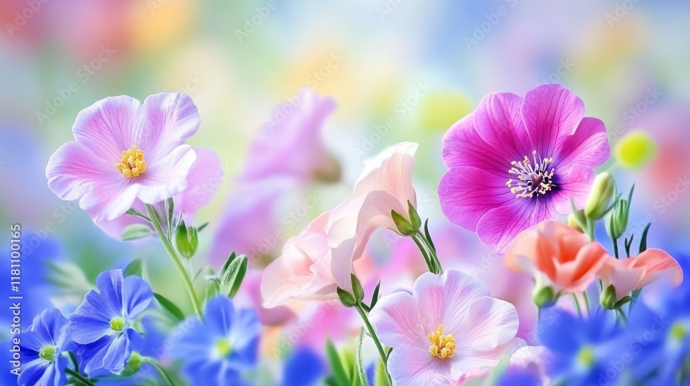 Vibrant Spring Flowers Meadow: A Symphony of Pastel Hues Vibrant Spring Flowers Meadow: A Symphony of Pastel Hues