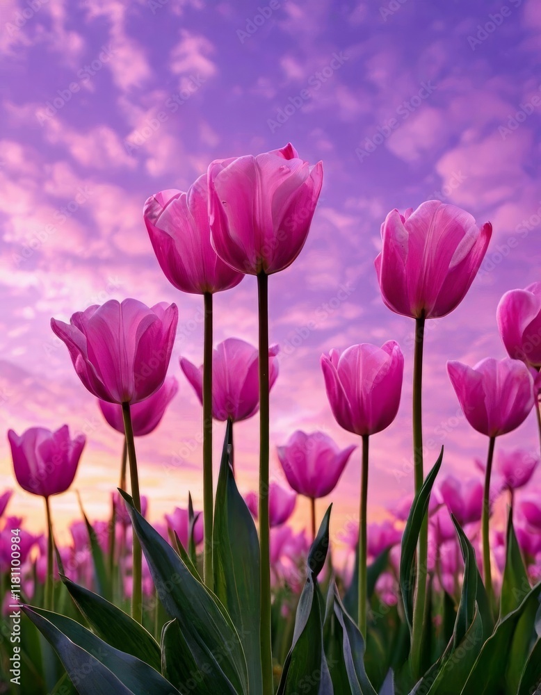 tulips with a warm abstract violet background