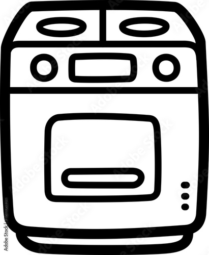 Gas stove doodle vector icon and illustration