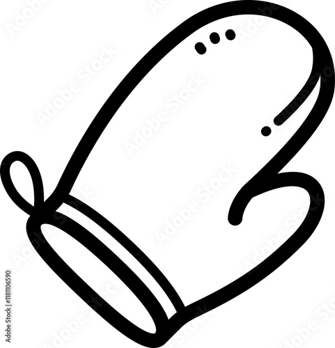 Oven mitt doodle vector icon and illustration