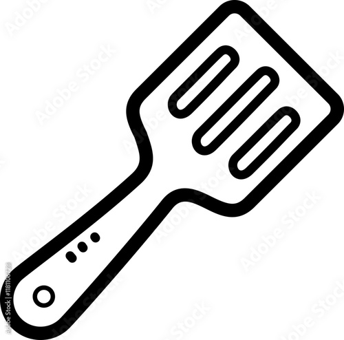 Slotted spatula doodle vector icon and illustration