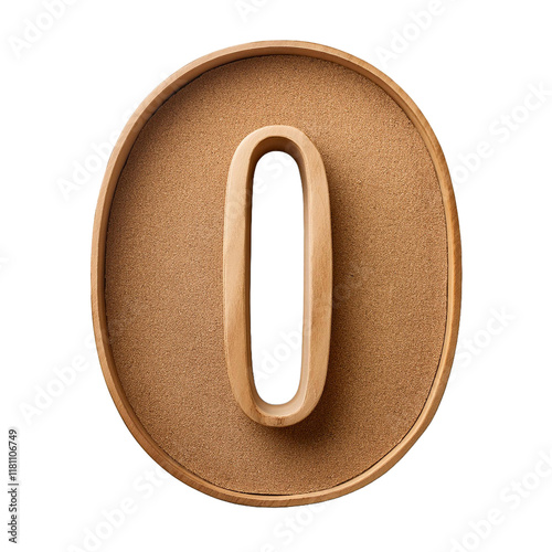 3D SandTextured Number 0 Isolated on White Background, Cut Out