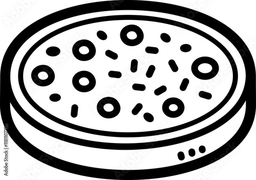 Petri dish doodle vector icon and illustration