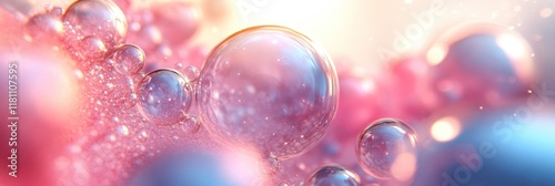 Wallpaper Mural Ethereal Bubbles: A Symphony of Pink and Blue Torontodigital.ca