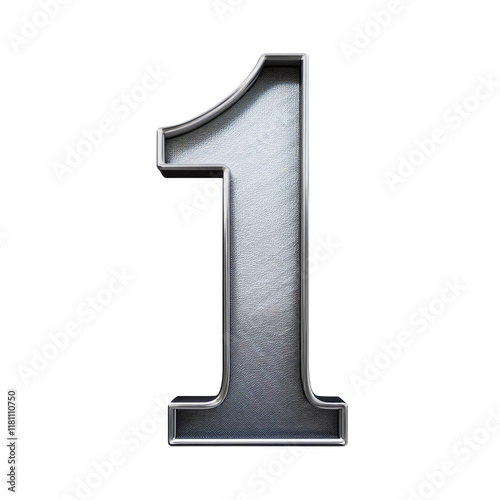 3D Silver Number 1 Isolated on White Background, Cut Out