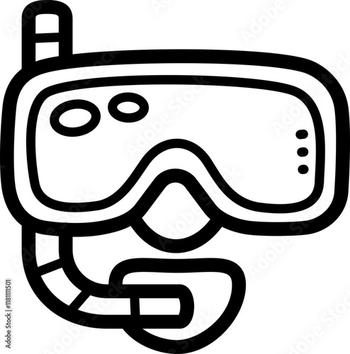 Snorkel doodle vector icon and illustration