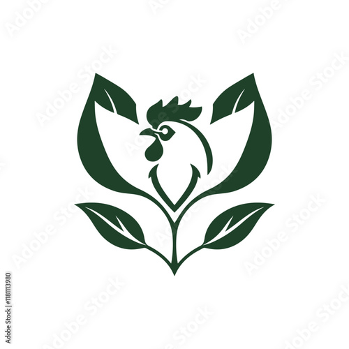 Creative Minimalist Leaf Rooster Head Logo Design
