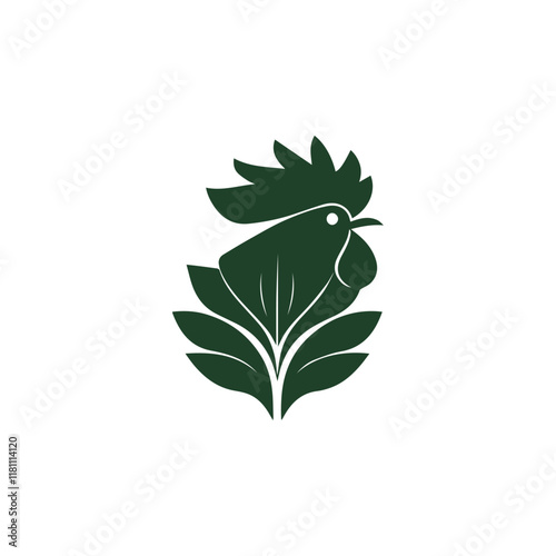 Creative Minimalist Leaf Rooster Head Logo Design