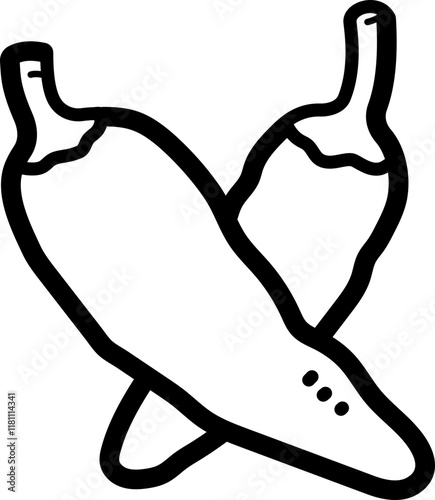 Chilli pepper doodle vector icon and illustration
