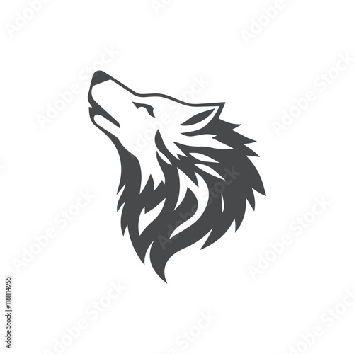 Wolf Head Logo Design Silhouette Vector Illustration