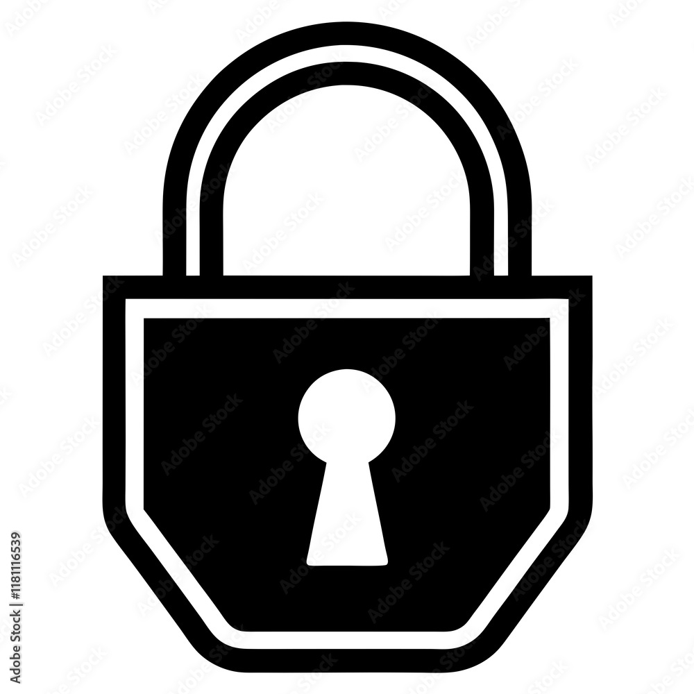 lock black silhouette vector, Simple silhouette Design vector icon with white background. lock black silhouette vector, Simple silhouette Design vector icon with white background.