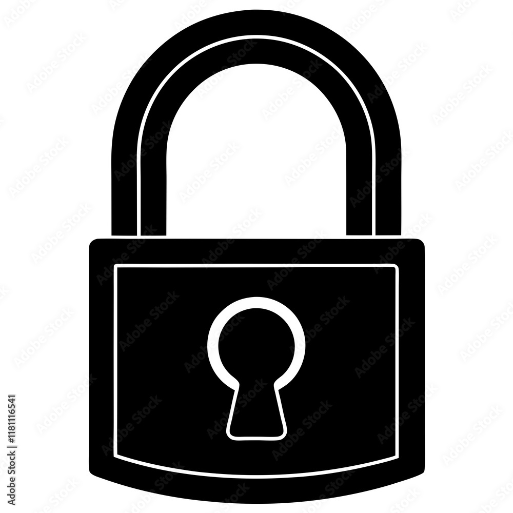 lock black silhouette vector, Simple silhouette Design vector icon with white background. lock black silhouette vector, Simple silhouette Design vector icon with white background.