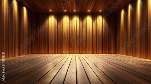 Wallpaper Mural Photorealistic Wooden Plank Wall with Detailed Lighting Effects Torontodigital.ca