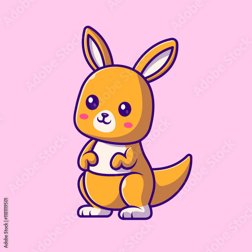 Cute Baby Kangaroo Standing Cartoon Vector Icon 
Illustration. Animal Nature Icon Concept Isolated Premium 
Vector. Flat Cartoon Style