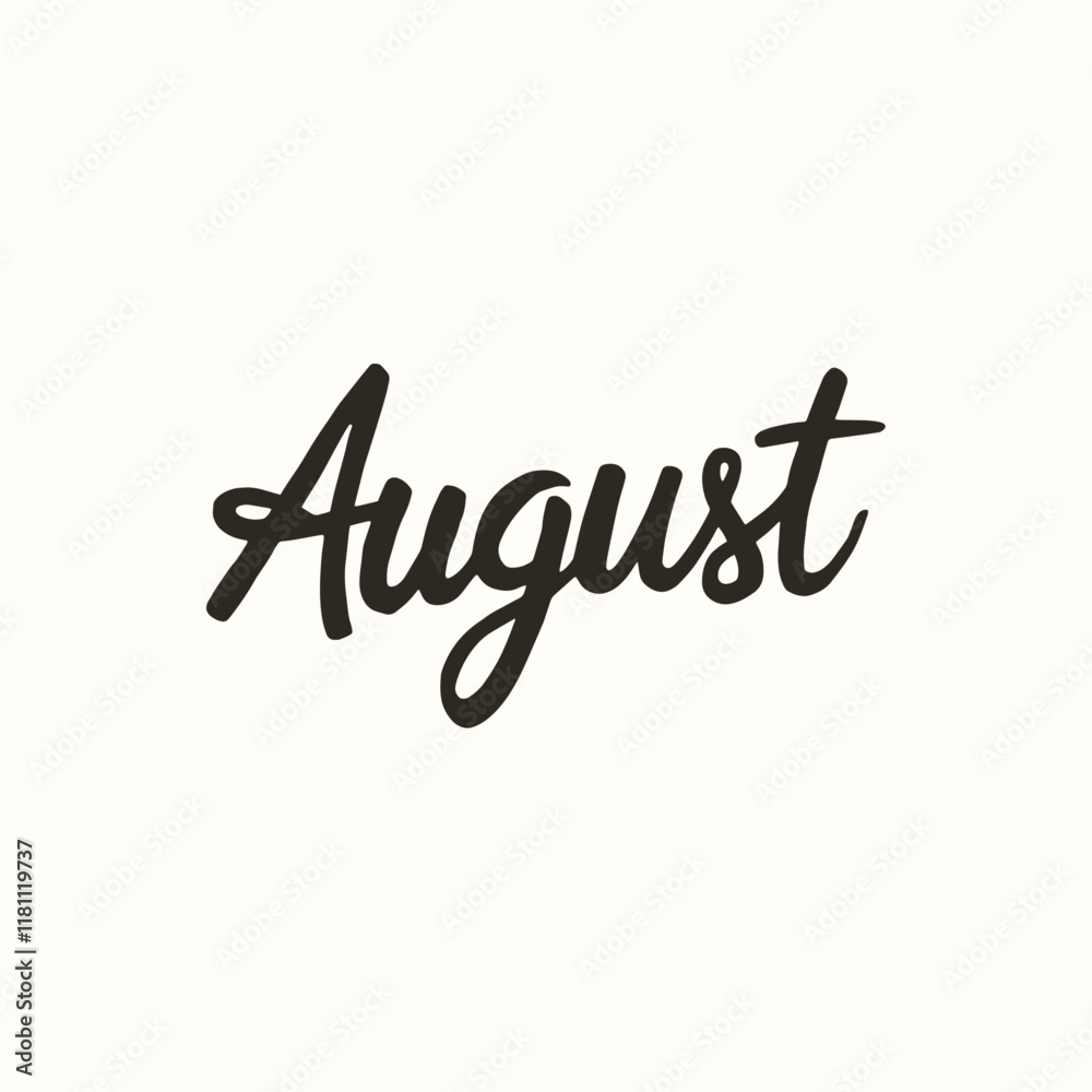 Elegant August Typography Vector Template with Creative Hand-Lettered Font for Seasonal and Summer Designs