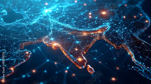 Global Network India Map, Digital Connections, Asia