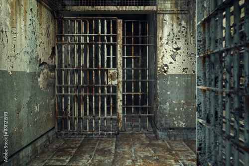 Abandoned Prison Background, Symbolizing Decay and History of Incarceration