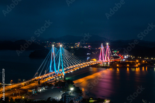 Landscape view of twince bridge in Jindo, South korea photo