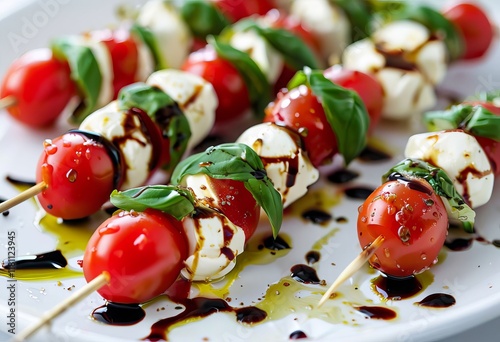 caprese salad skewers cherry tomatoes fresh mozzarella and basil