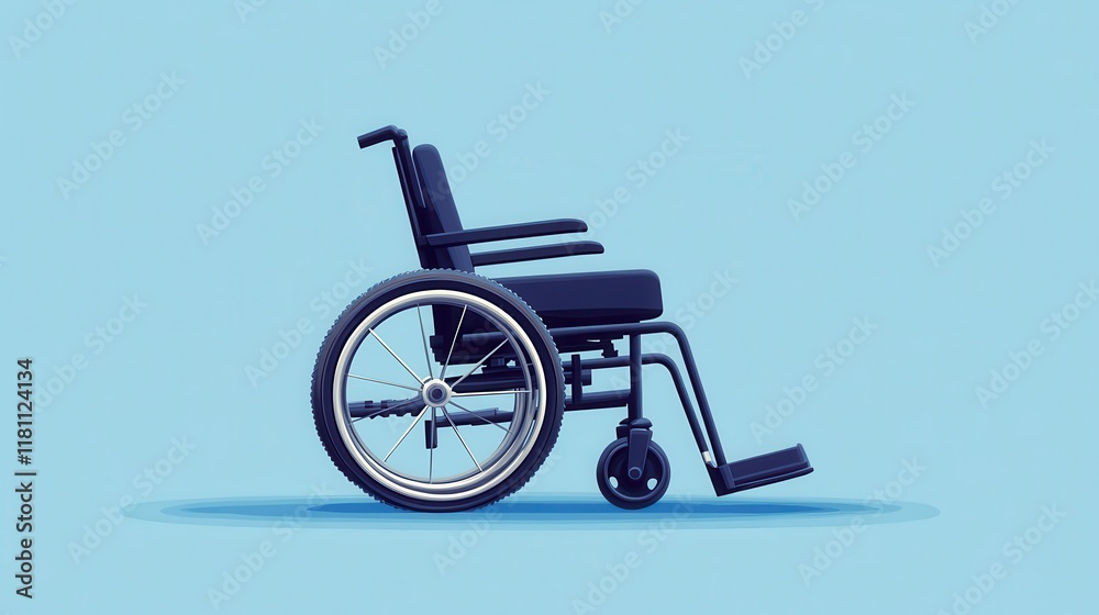 Fototapeta premium Photorealistic Illustration of an Empty Wheelchair on Light Background