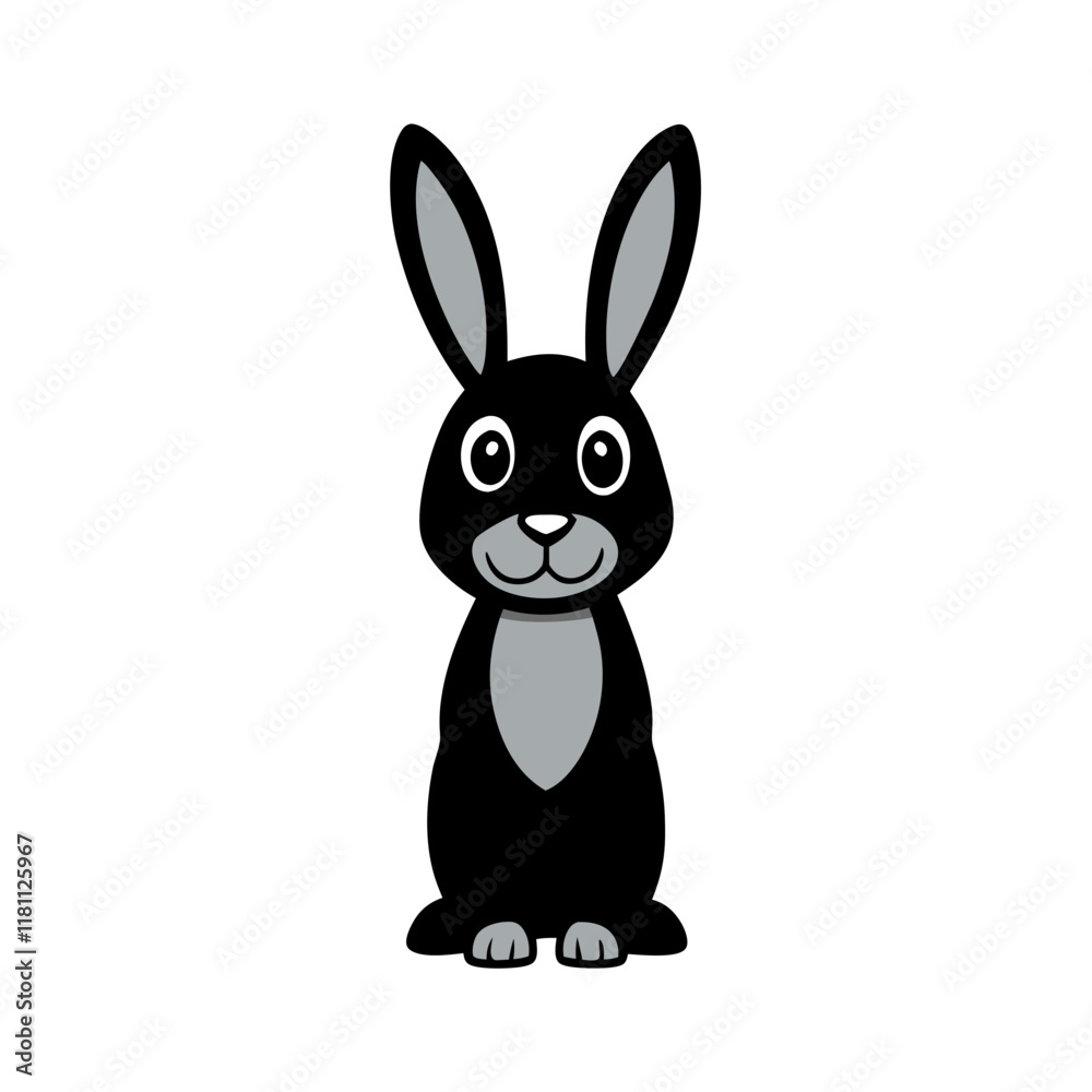 Obraz premium Rabbit black silhouette vector, Simple carton style silhouette Design vector icon with white background