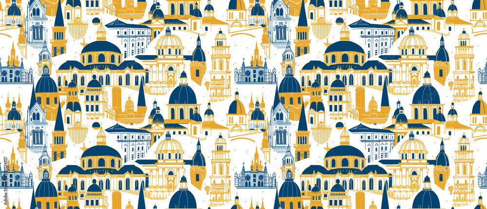 Obraz premium repeating pattern the most cathedral graphic outline