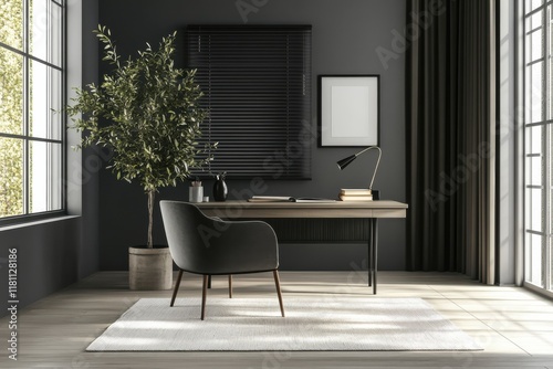 Chic Home Study Featuring a Sleek Desk Perfect for Modern Workspaces and Creative Ideas