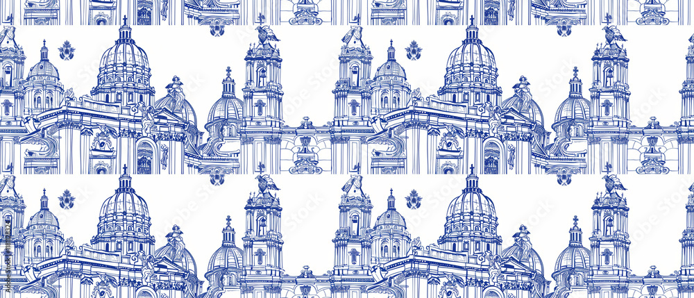 Obraz premium repeating pattern the most cathedral graphic outline