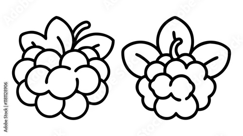 cloudberry icon, fruits line art, fruits icon - simple black line art icon of cloudberry perfect for logos, and fruits-themed designs.