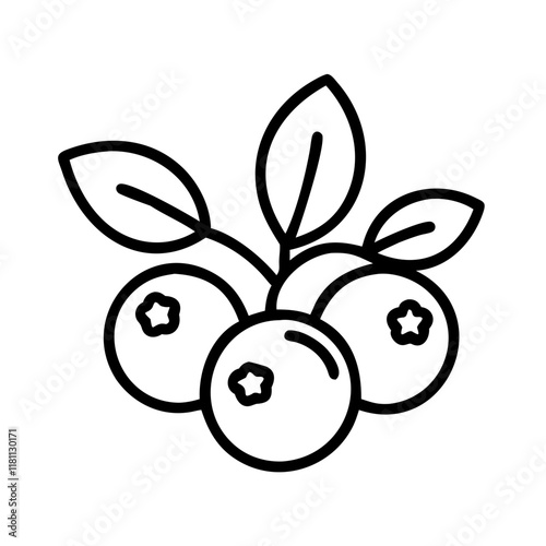 bilberry icon, fruits line art, fruits icon - simple black line art icon of bilberry perfect for logos, and fruits-themed designs.